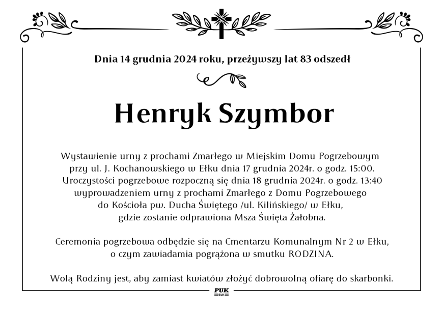 Henryk Szymbor - nekrolog